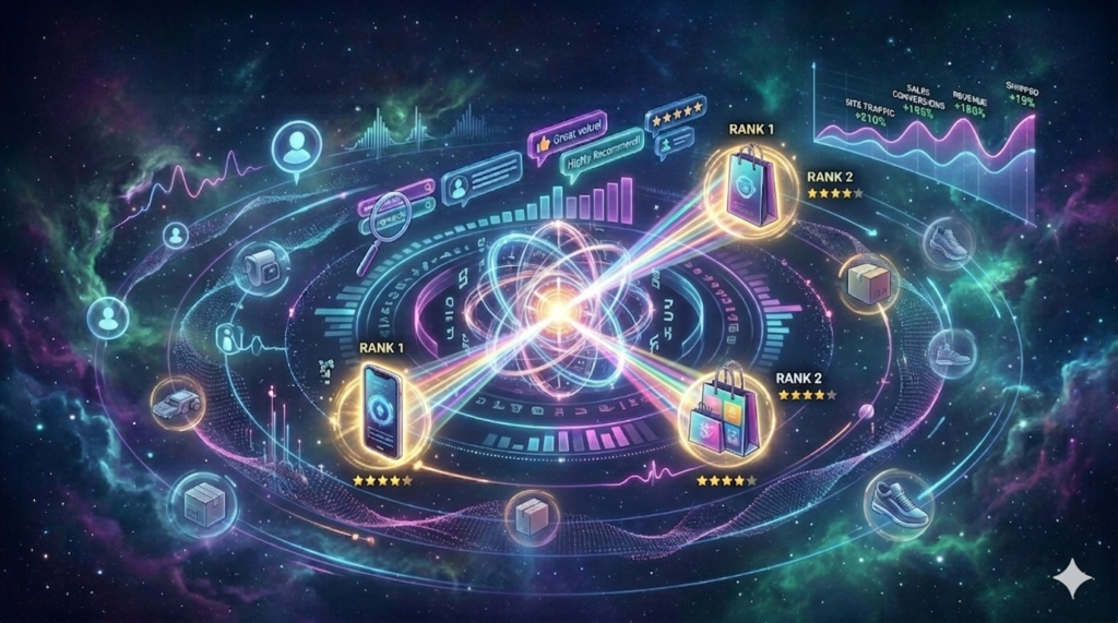 Cost-effective SEO tactics for e-commerce websites showing product rankings, search visibility, and online store growth analytics